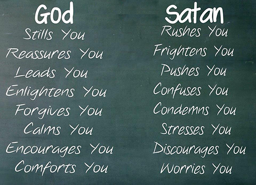 [Photo of chart compairing God to Satan]
