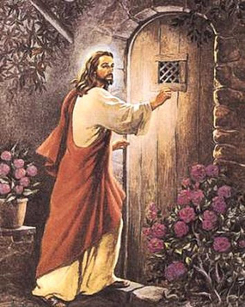 [Drawing of Jesus standing at a door]