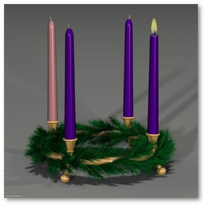 Advent Candle with One Candle Lit