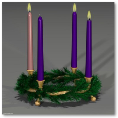 Advent Candle with Three Candles Lit