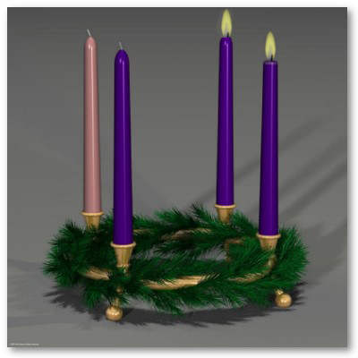 Advent Candle with Two Candles Lit
