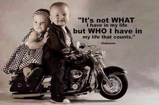 [Photo of two little kids on a motorcycle with words superimposed]