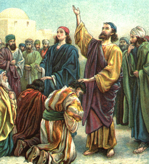[Photo of the ordination of Barnabas and Paul]