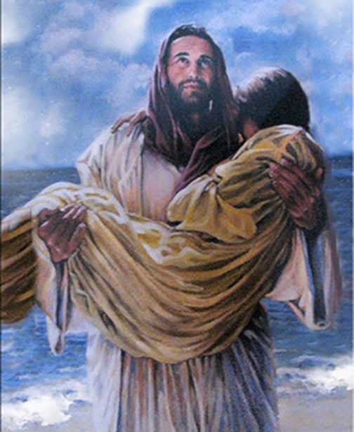 [Graphic of Jesus carrying someone in His arms]