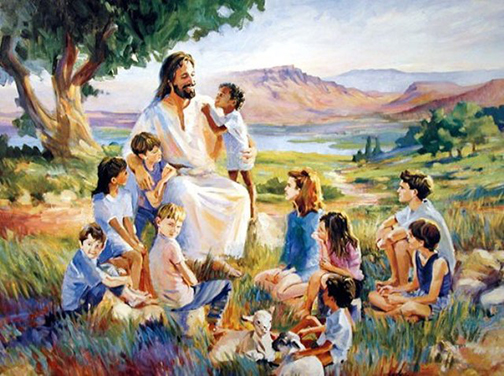 Drawing of Jesus surrounded by children