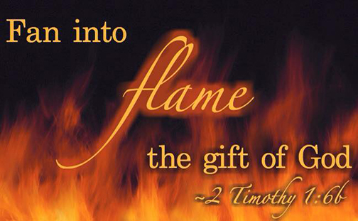 Photo of flames with words superimposed