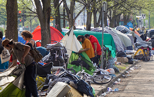 Photo of a homeless encampment