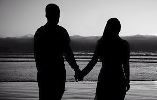 Silhouette Photo of a married couple holding hands