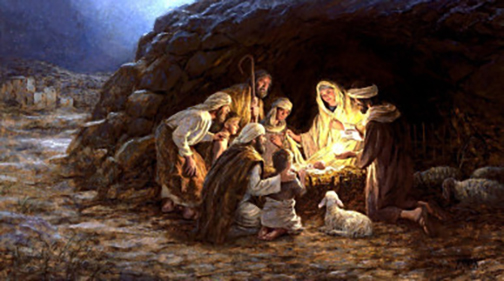 [Paiting of the shepherds visit to the manger]