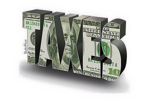 Graphic of the word--Taxes