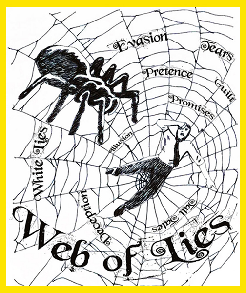 [Graphic of web of lies]