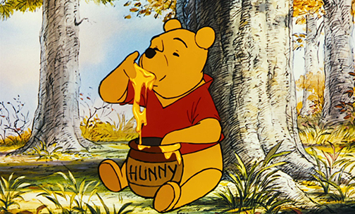 [Graphic of bear eating honey]